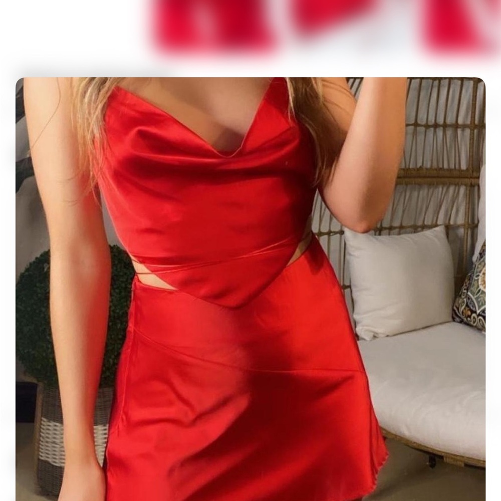 Sleek Red Satin two piece skirt set